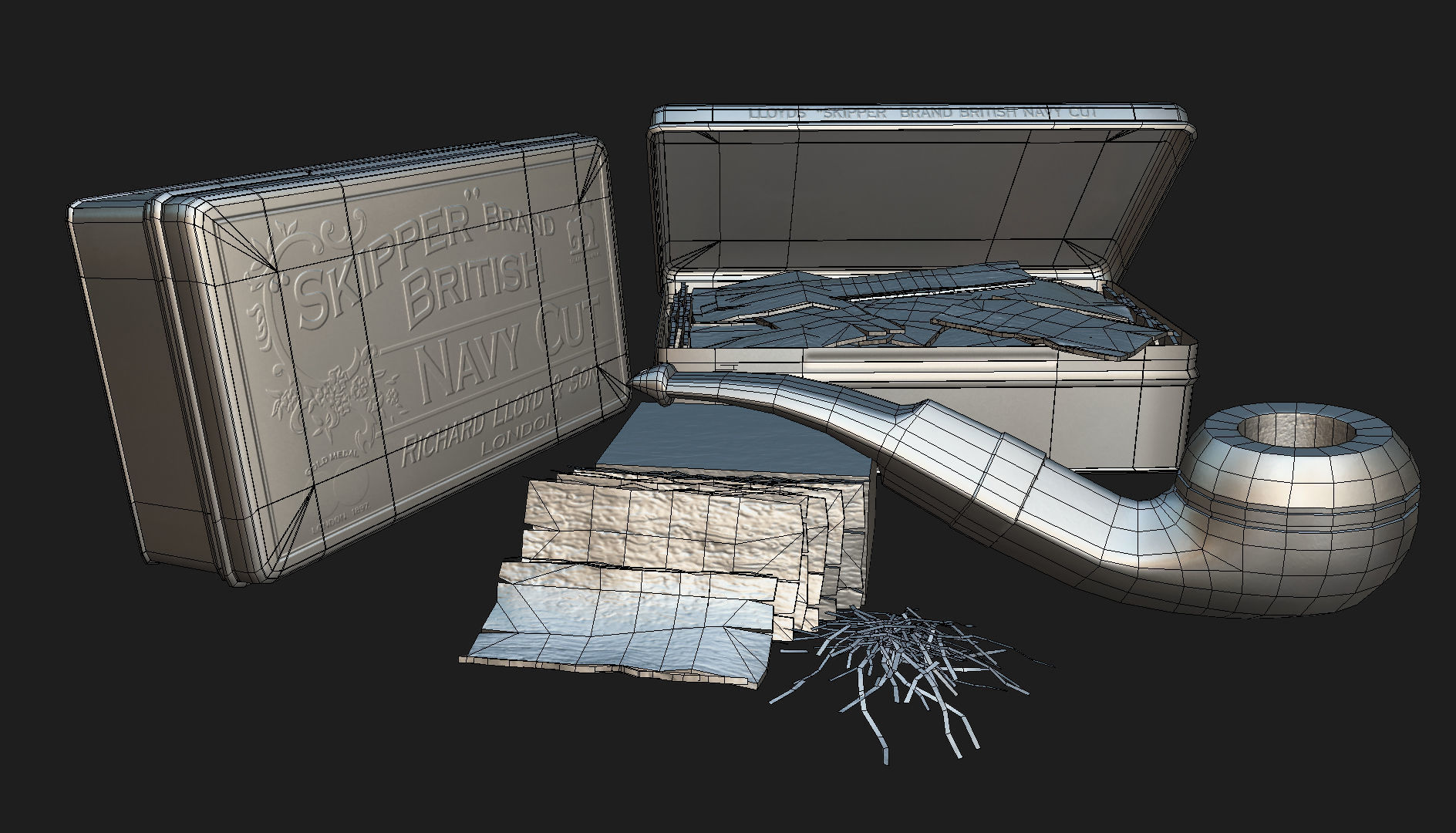 Old Tobacco Tin - Skipper Navy Cut Low-poly 3D model_4