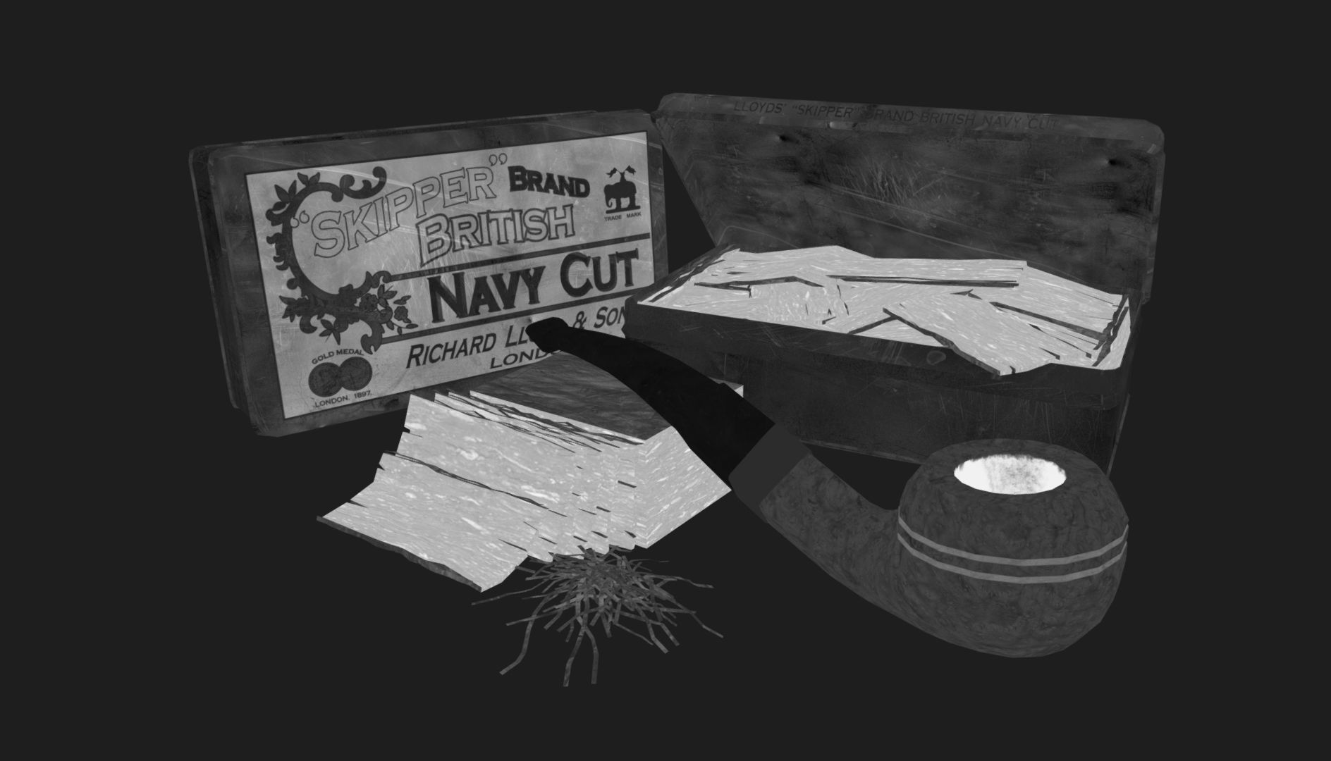 Old Tobacco Tin - Skipper Navy Cut Low-poly 3D model_10