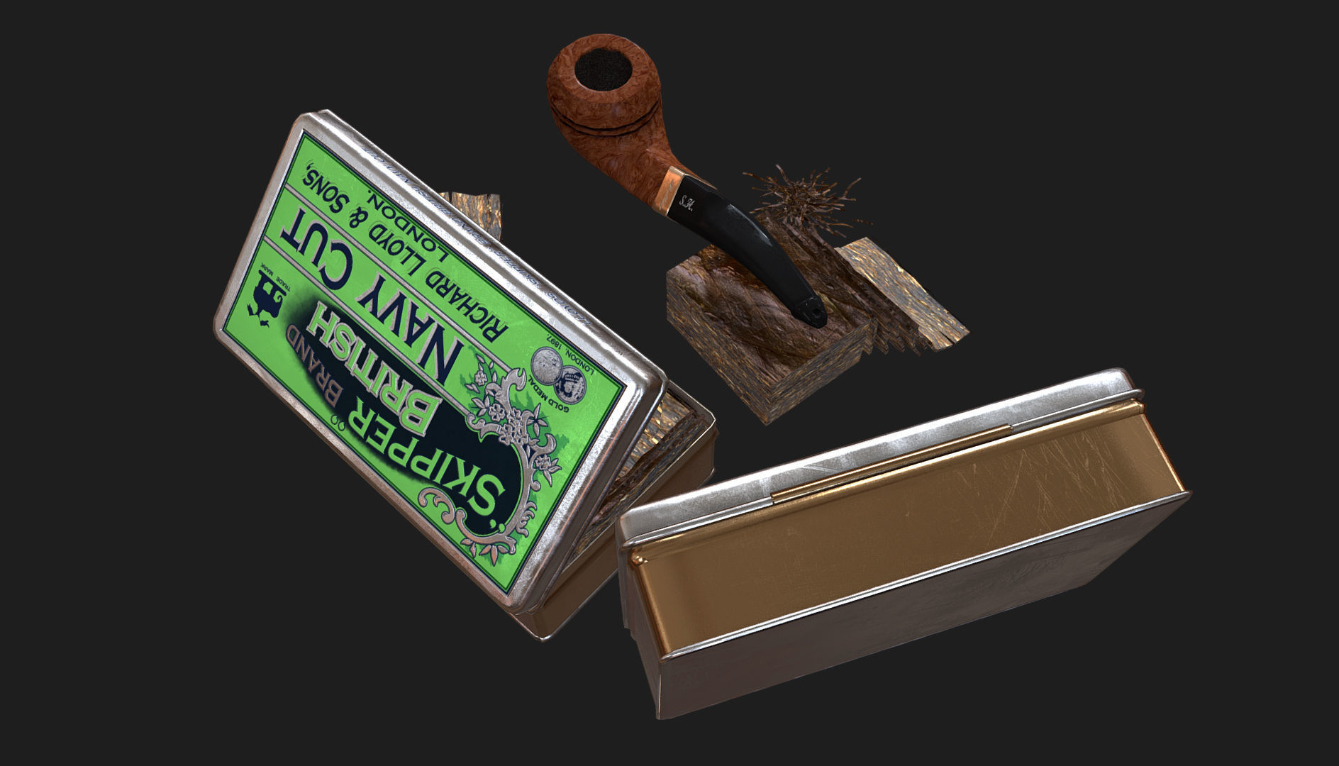 Old Tobacco Tin - Skipper Navy Cut Low-poly 3D model_17