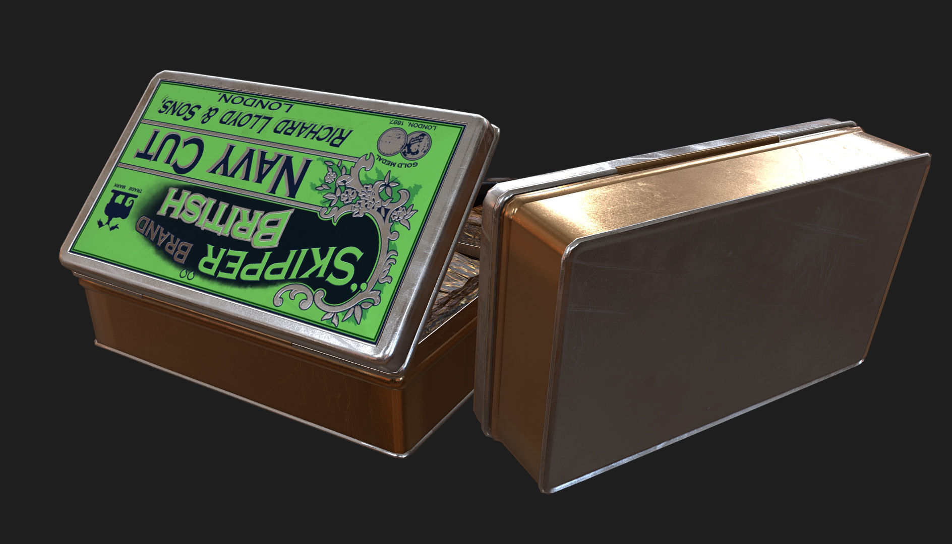 Old Tobacco Tin - Skipper Navy Cut Low-poly 3D model_13