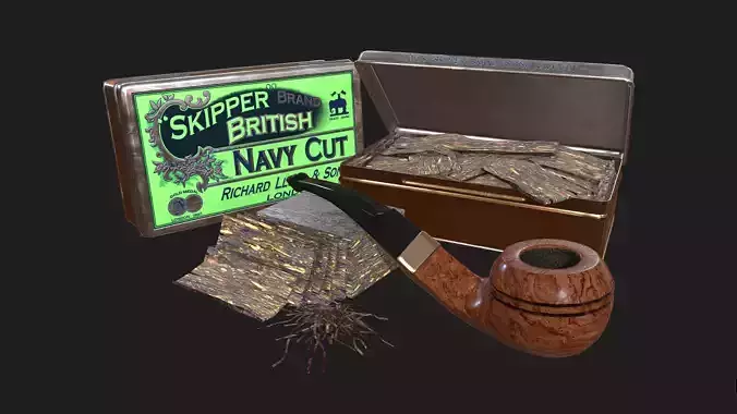 Old Tobacco Tin - Skipper Navy Cut Low-poly 3D model