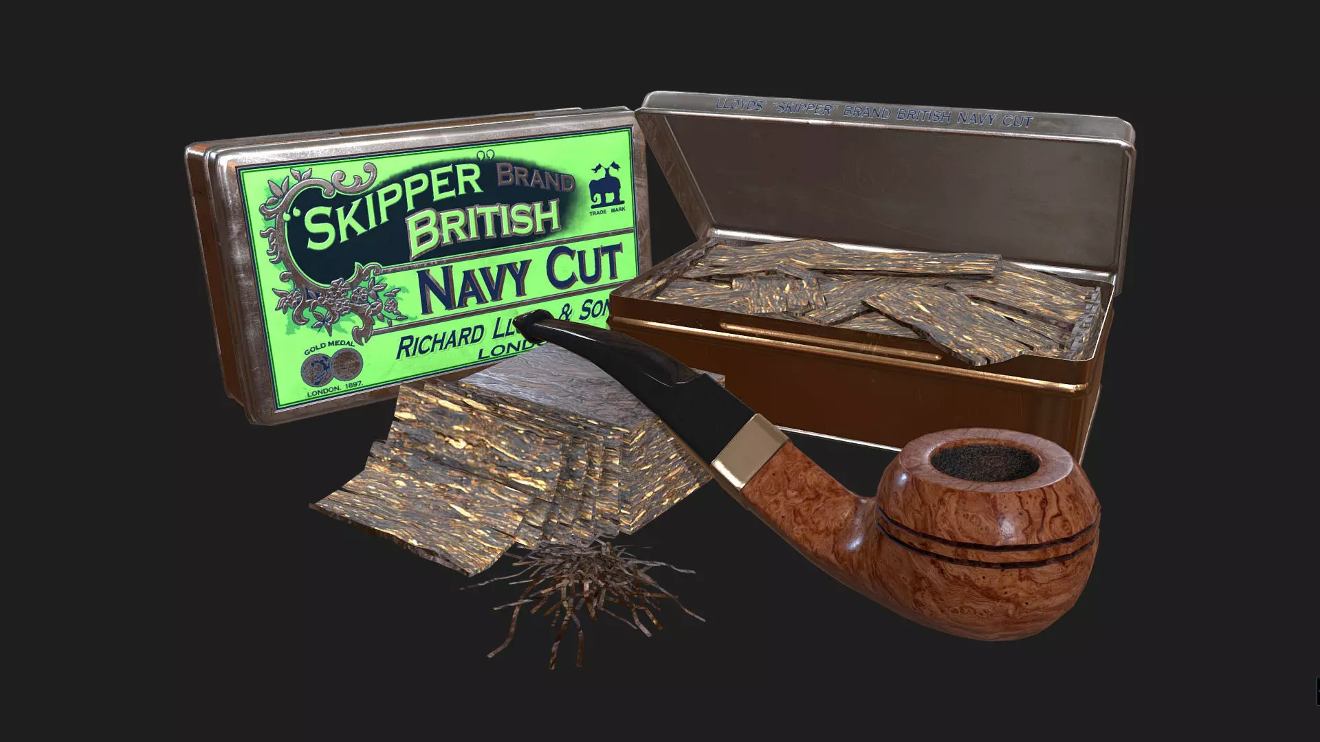 Old Tobacco Tin - Skipper Navy Cut Low-poly 3D model_0