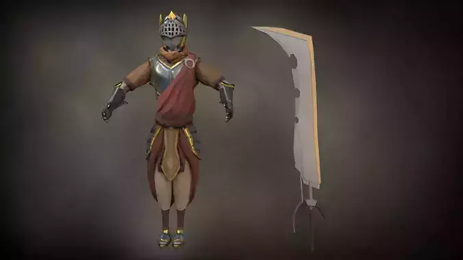 Eastern Knight Low-poly 3D model