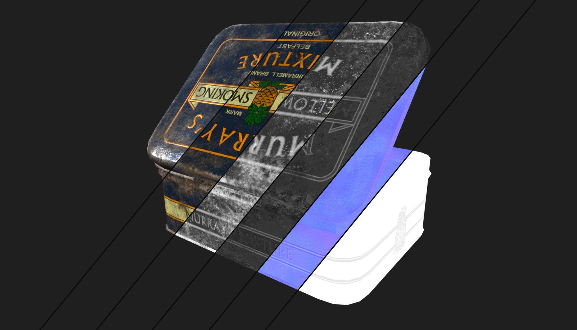 Old Tobacco Tin - Murrays Mixture Low-poly 3D model_6