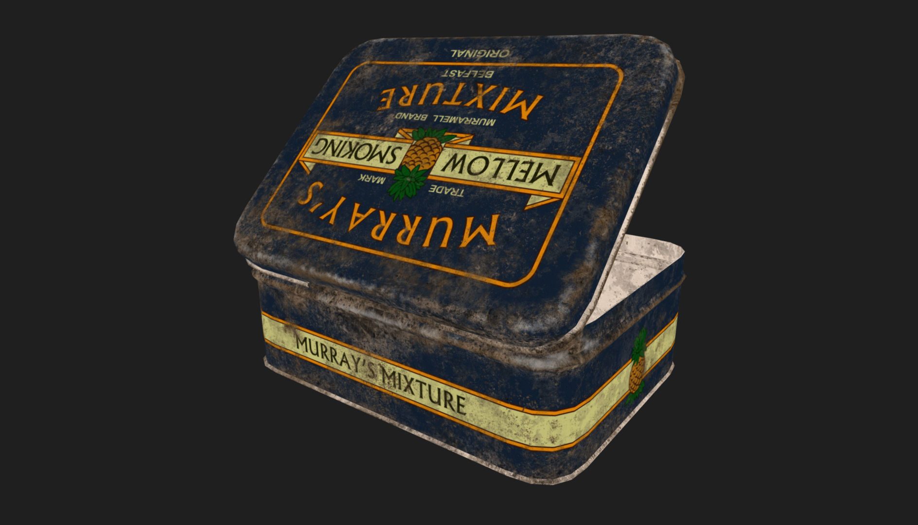Old Tobacco Tin - Murrays Mixture Low-poly 3D model_7