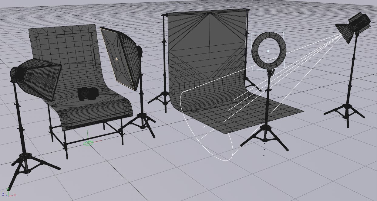 Professional Photostudio asset pack equipment 3D 3D model_9