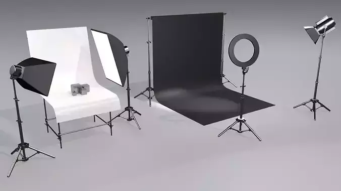 Professional Photostudio asset pack equipment 3D 3D model