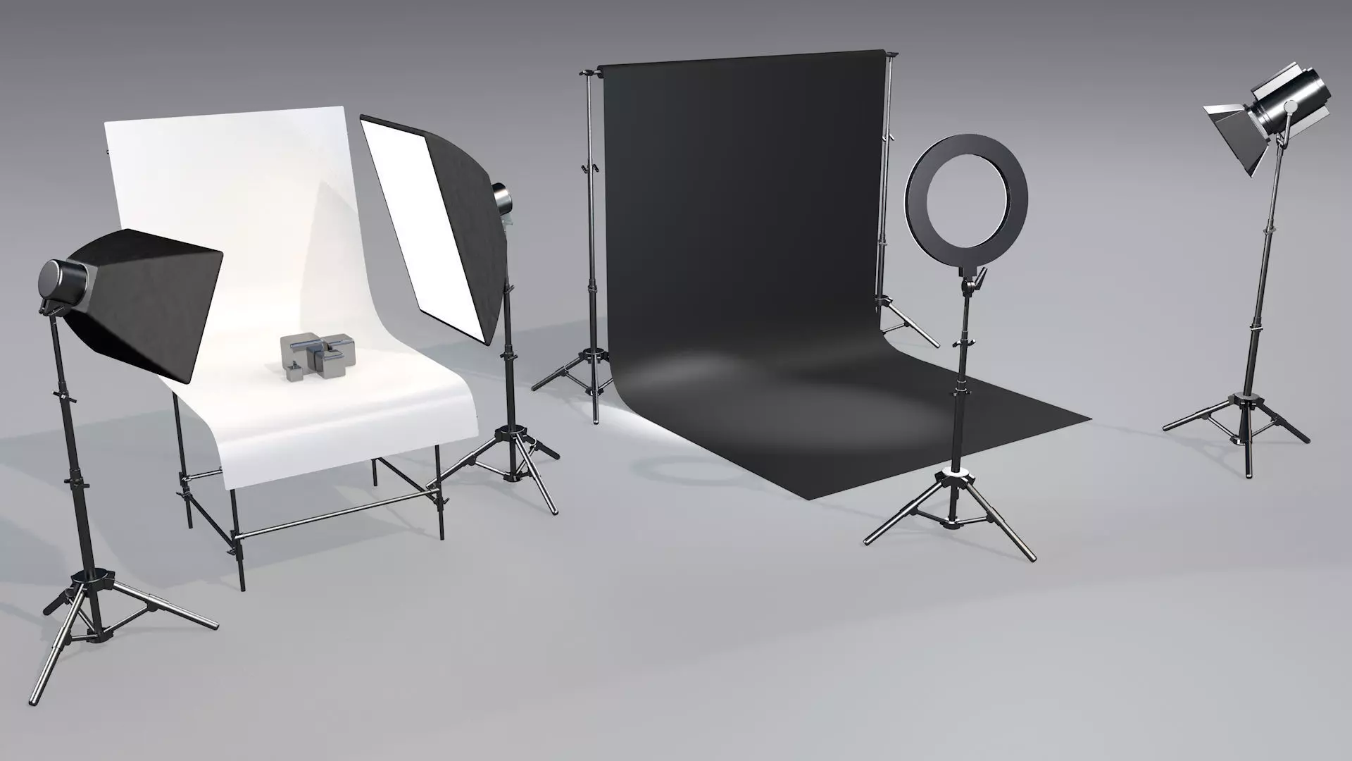 Professional Photostudio asset pack equipment 3D 3D model_0