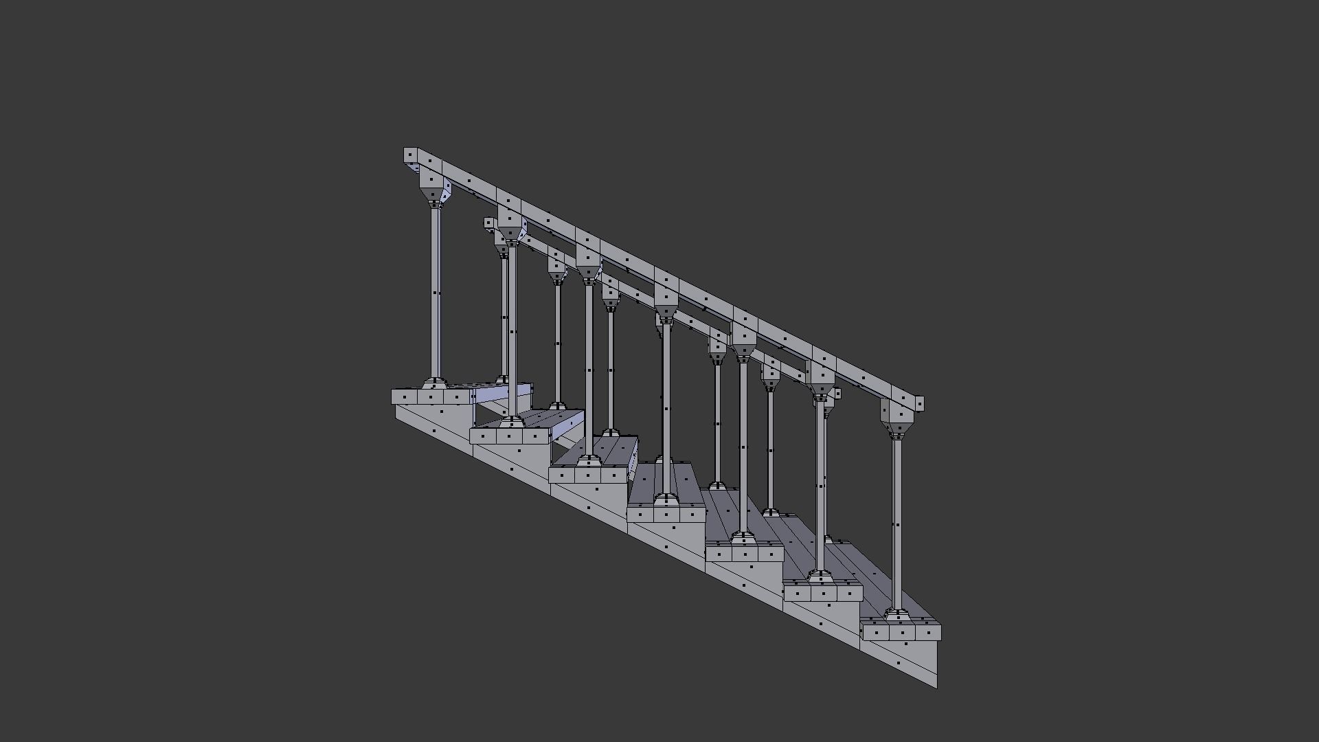 Wooden stairs package Low-poly 3D model_14