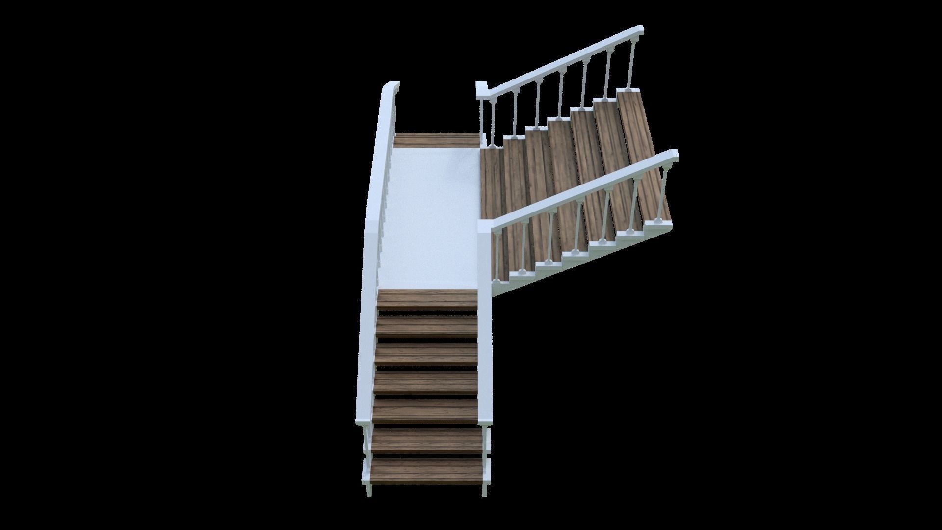 Wooden stairs package Low-poly 3D model_26