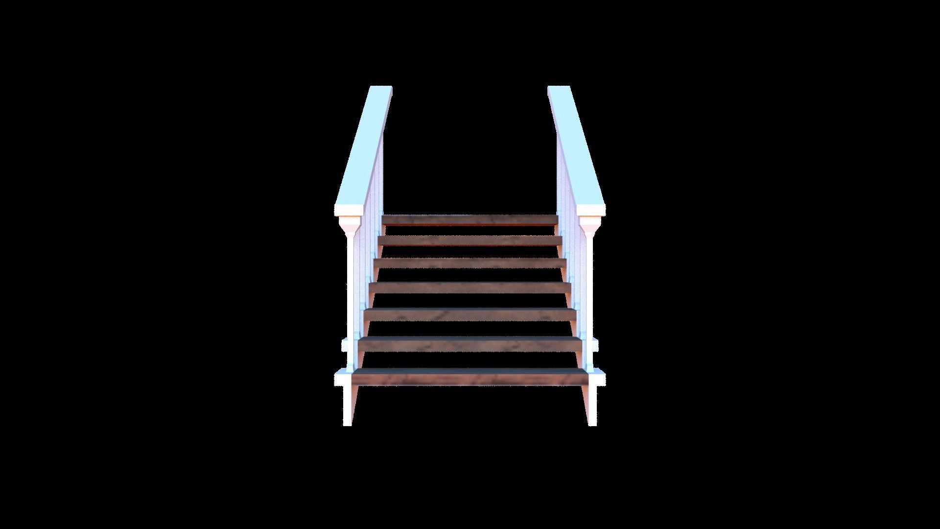 Wooden stairs package Low-poly 3D model_11