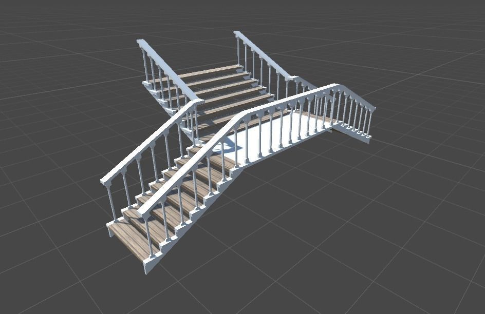 Wooden stairs package Low-poly 3D model_35