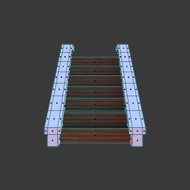 Wooden stairs package Low-poly 3D model_7
