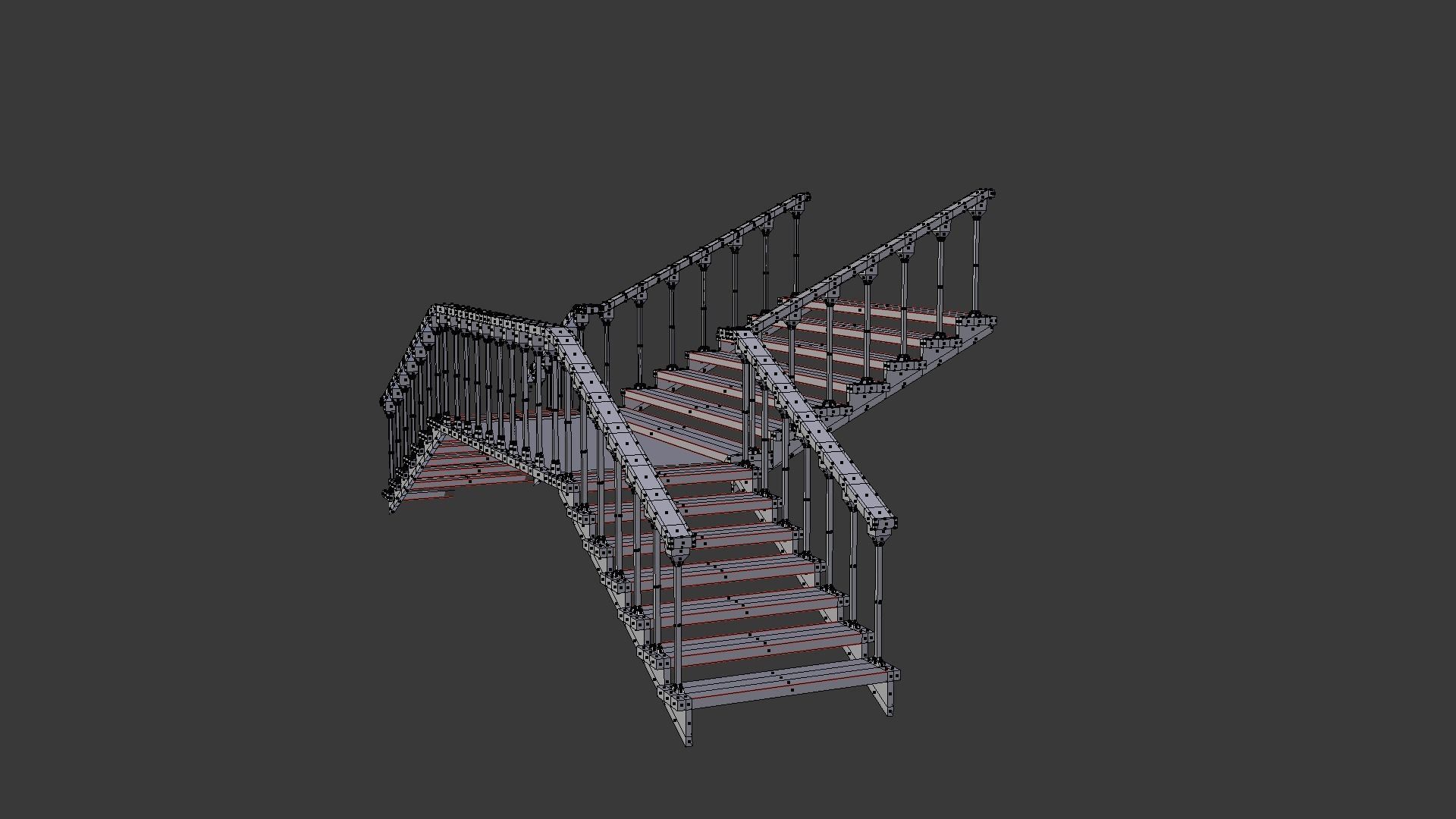 Wooden stairs package Low-poly 3D model_19