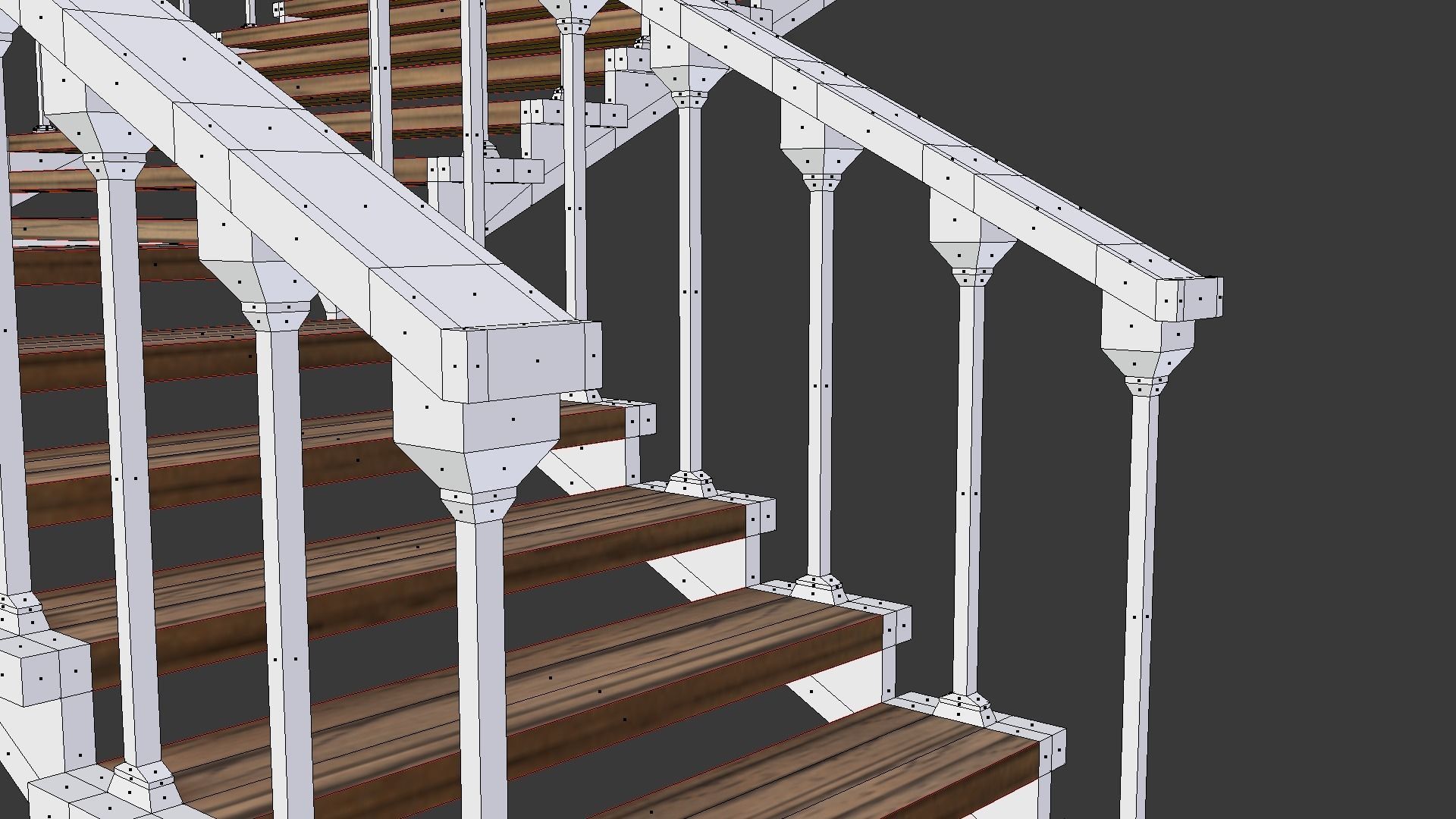 Wooden stairs package Low-poly 3D model_21