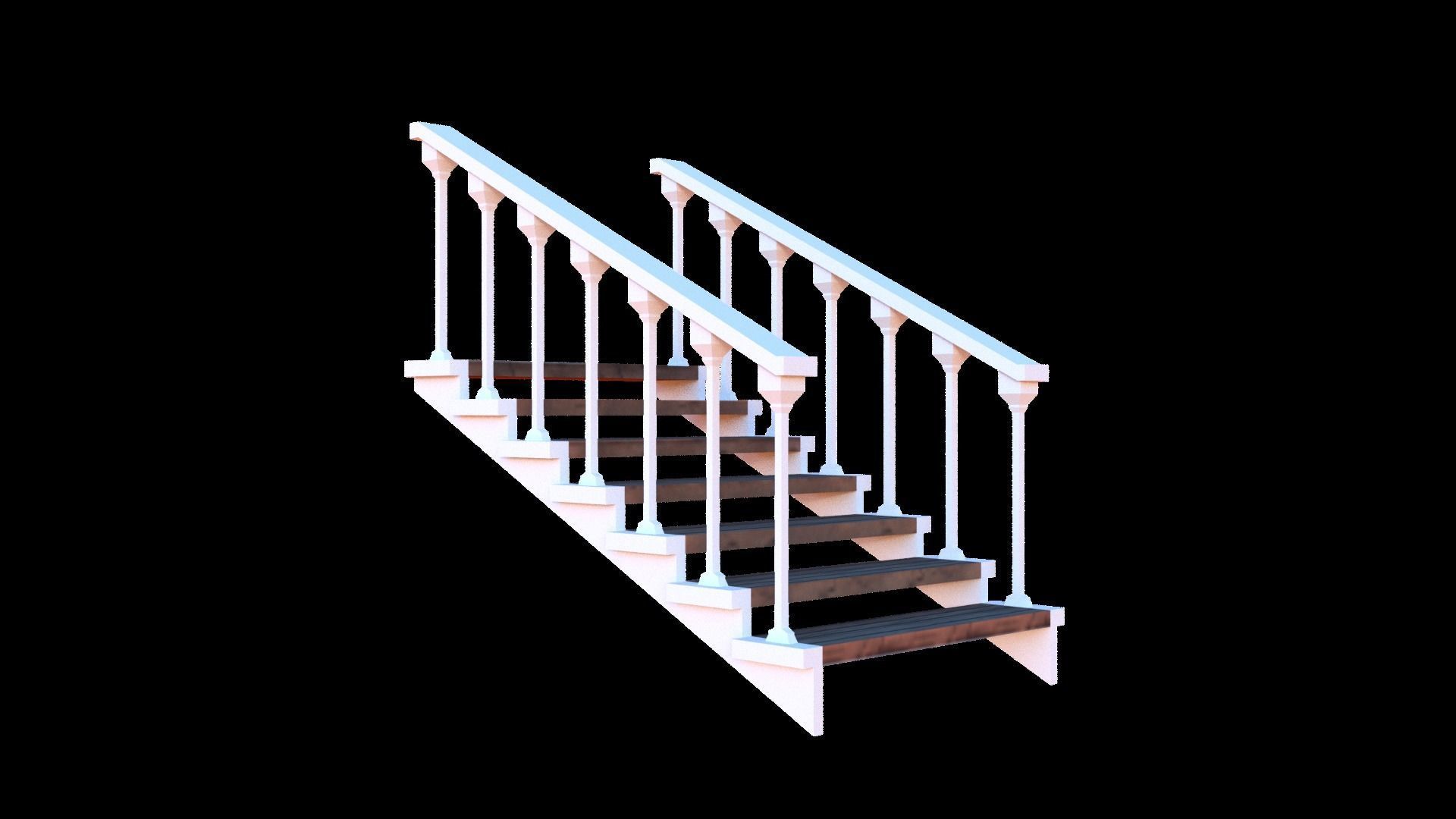 Wooden stairs package Low-poly 3D model_15