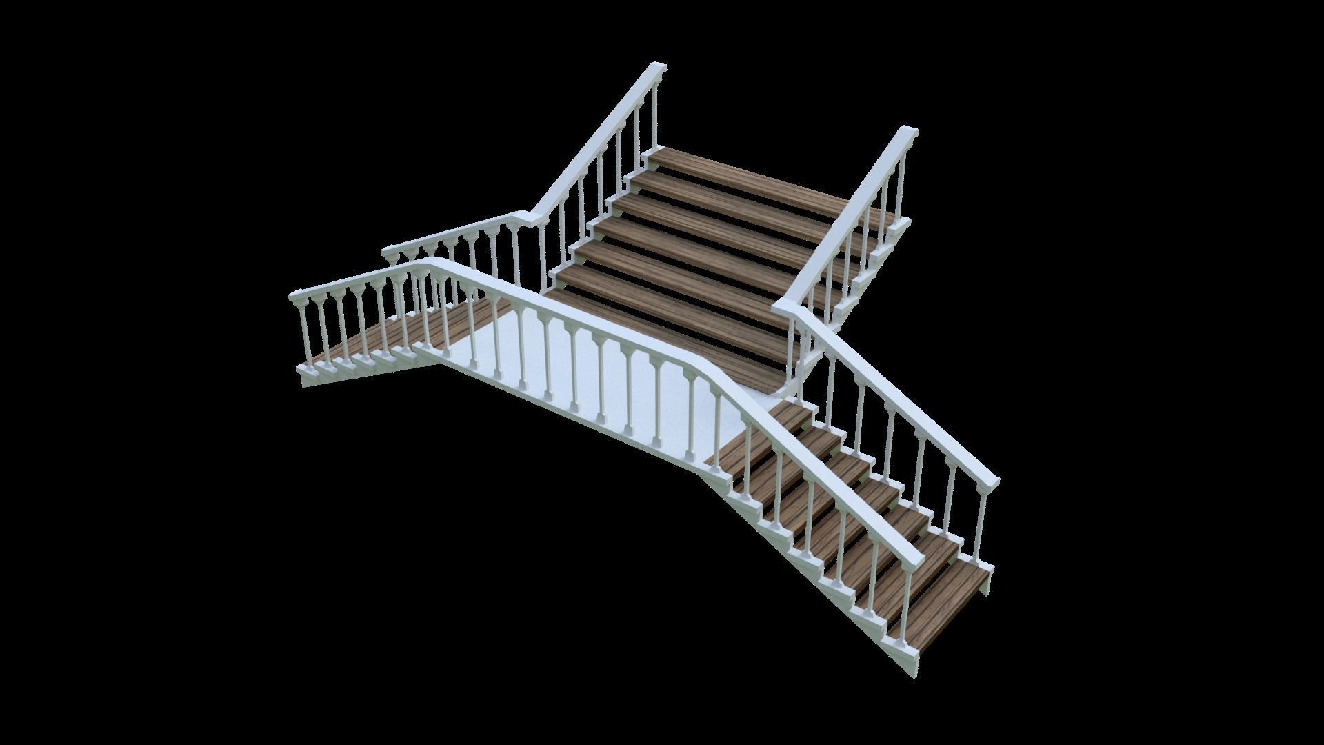 Wooden stairs package Low-poly 3D model_31