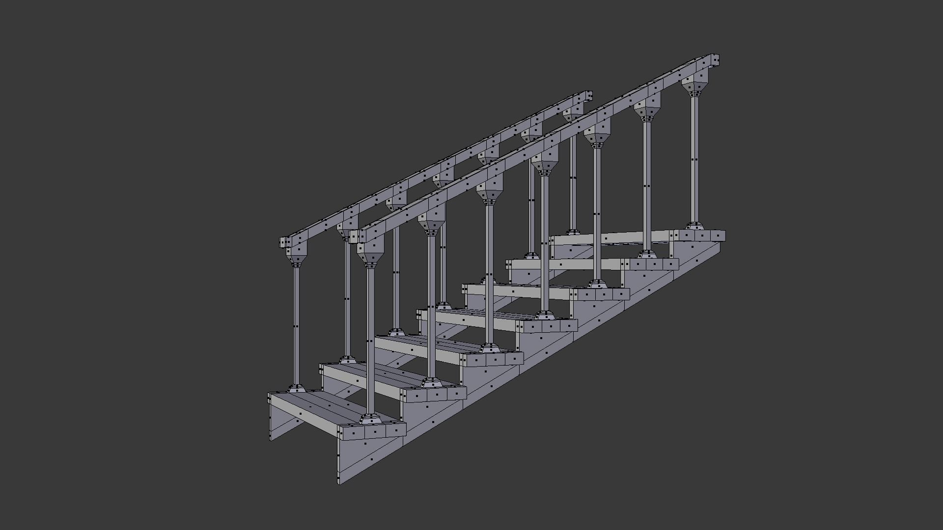 Wooden stairs package Low-poly 3D model_17