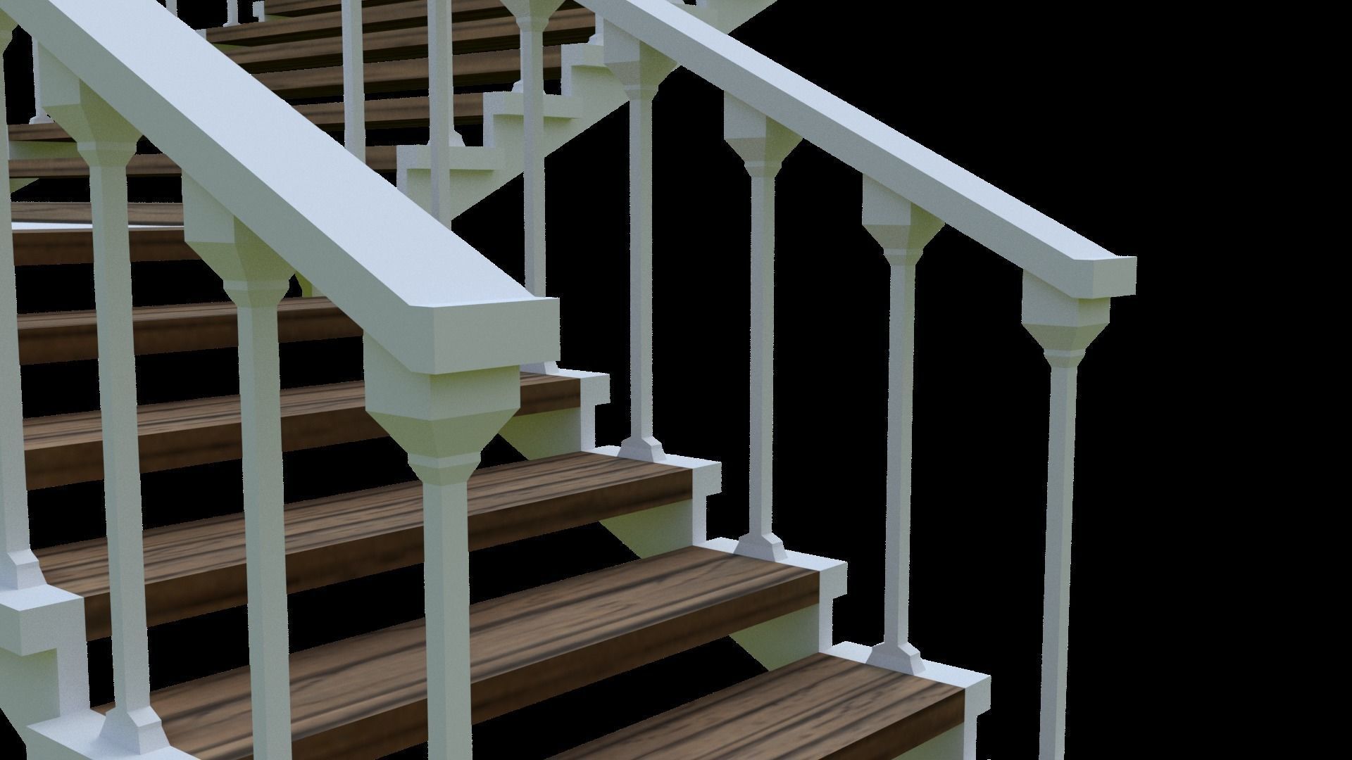 Wooden stairs package Low-poly 3D model_25
