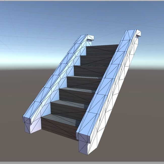 Wooden stairs package Low-poly 3D model_36