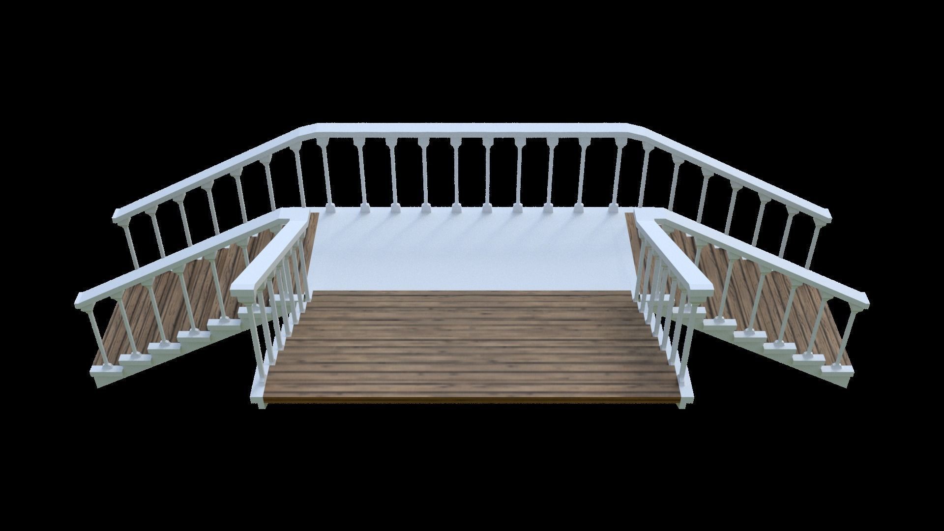Wooden stairs package Low-poly 3D model_30