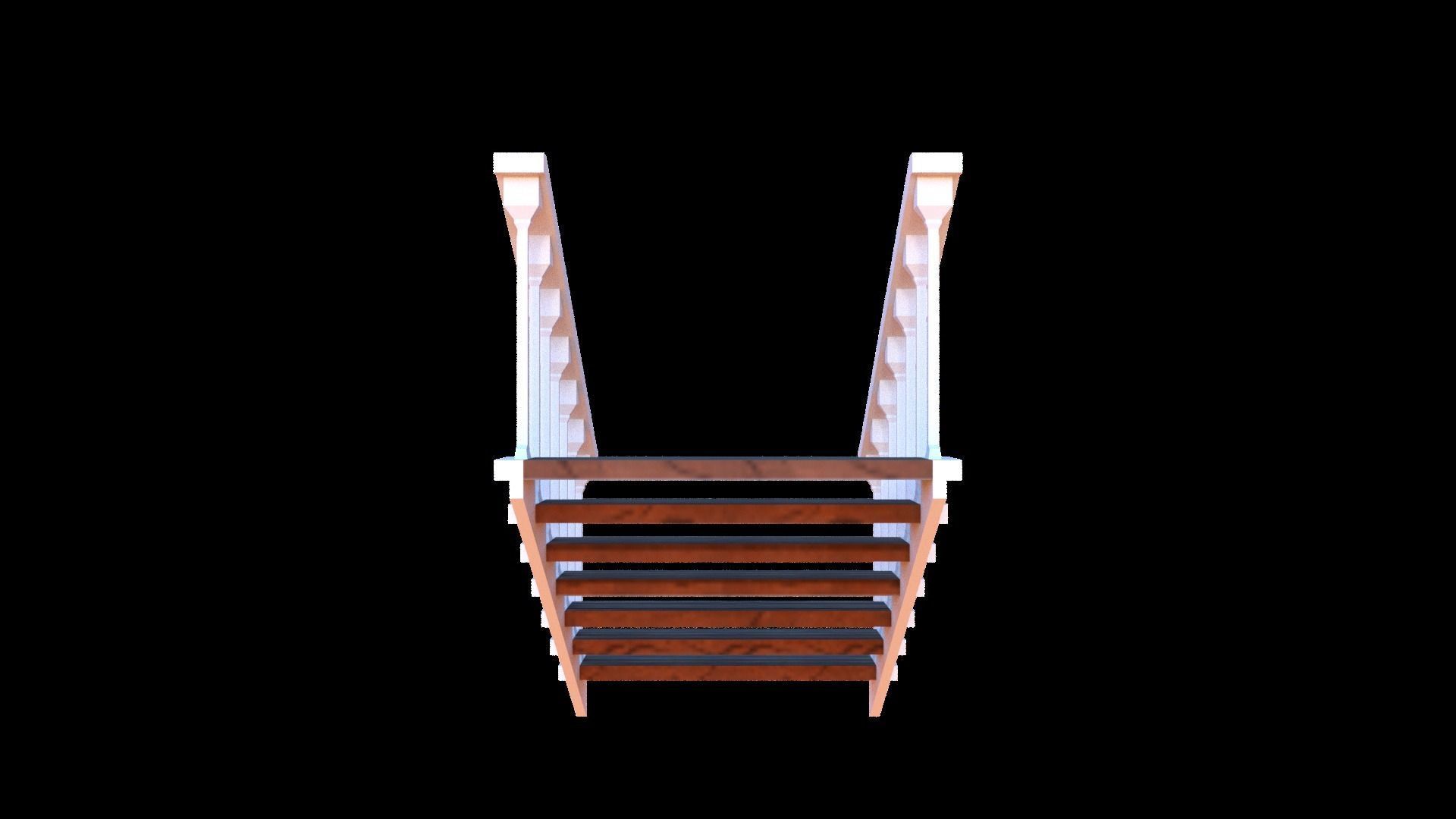 Wooden stairs package Low-poly 3D model_16