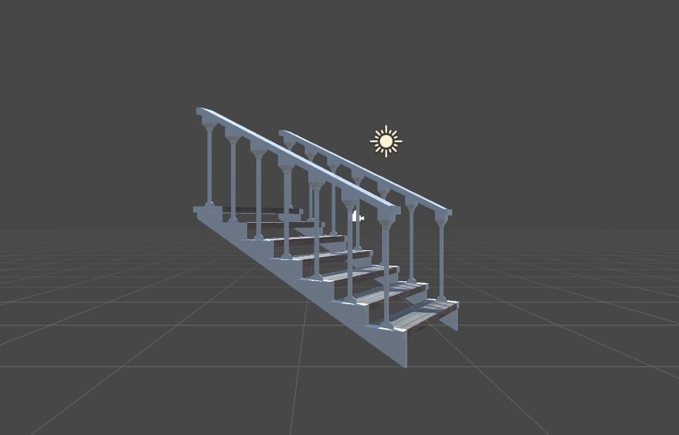 Wooden stairs package Low-poly 3D model_34