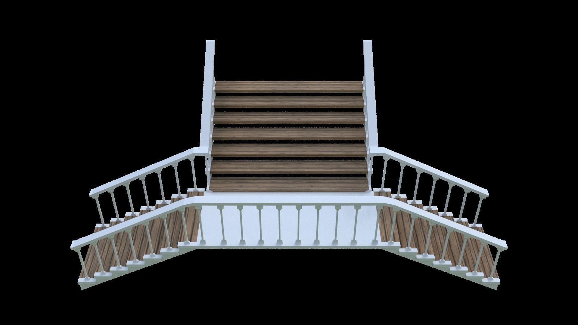 Wooden stairs package Low-poly 3D model_32