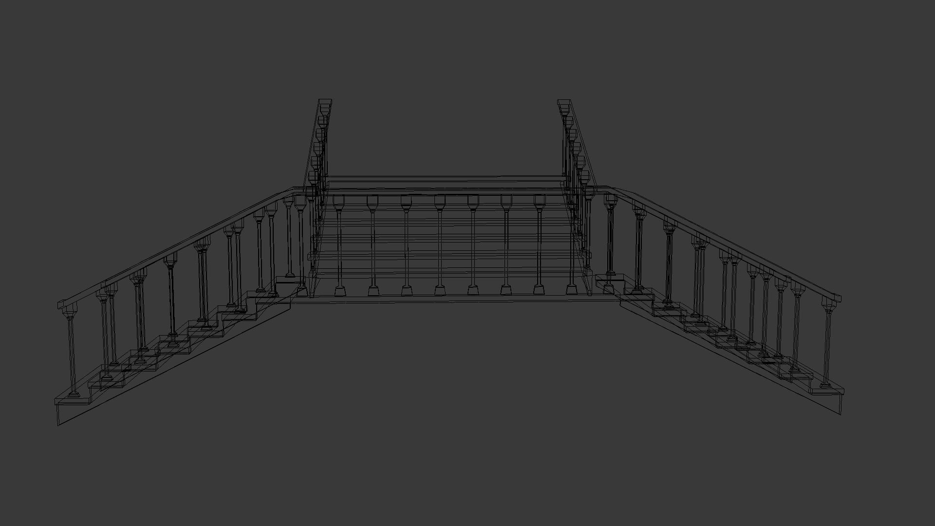 Wooden stairs package Low-poly 3D model_33