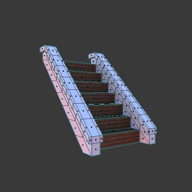 Wooden stairs package Low-poly 3D model_6