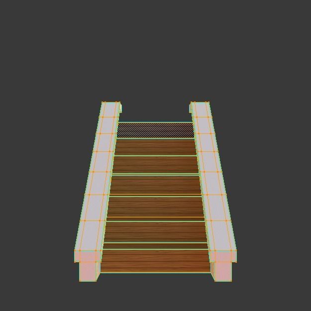 Wooden stairs package Low-poly 3D model_4