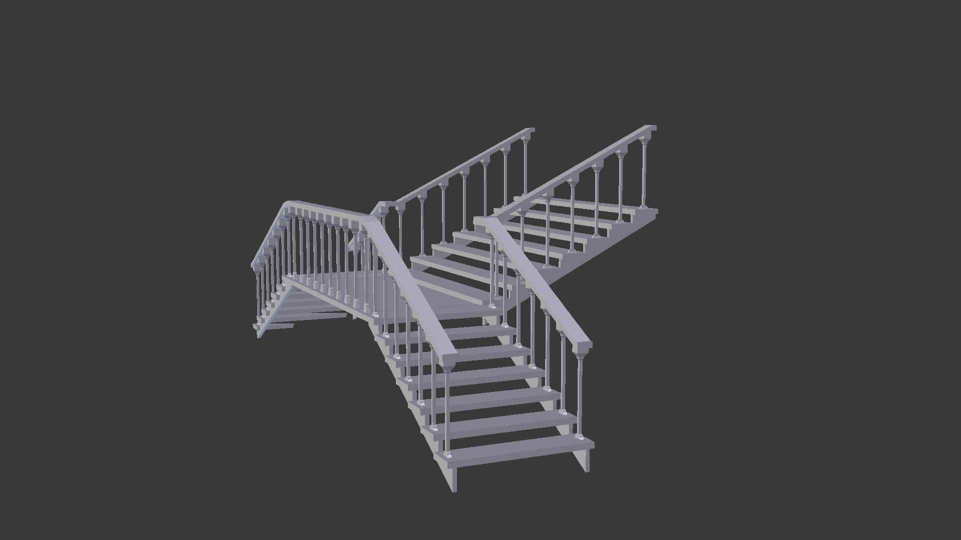 Wooden stairs package Low-poly 3D model_20