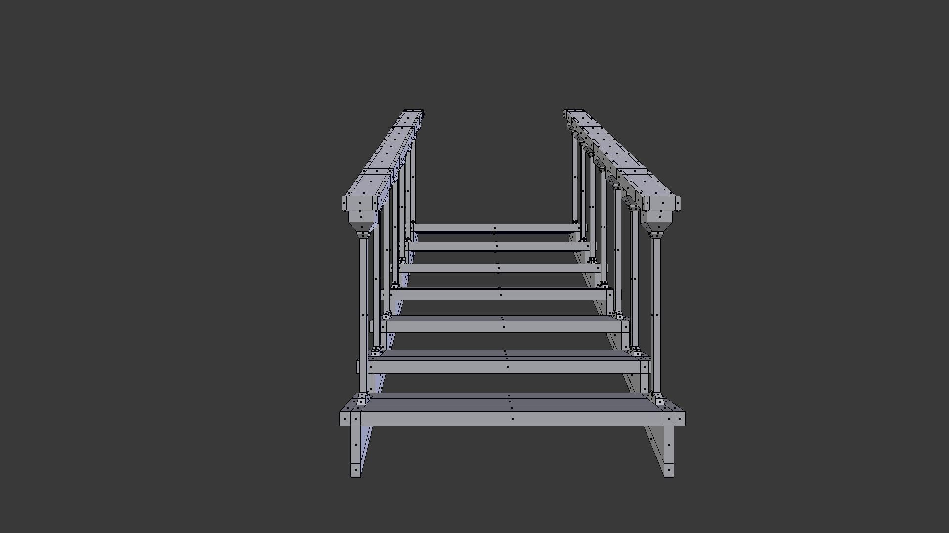 Wooden stairs package Low-poly 3D model_13