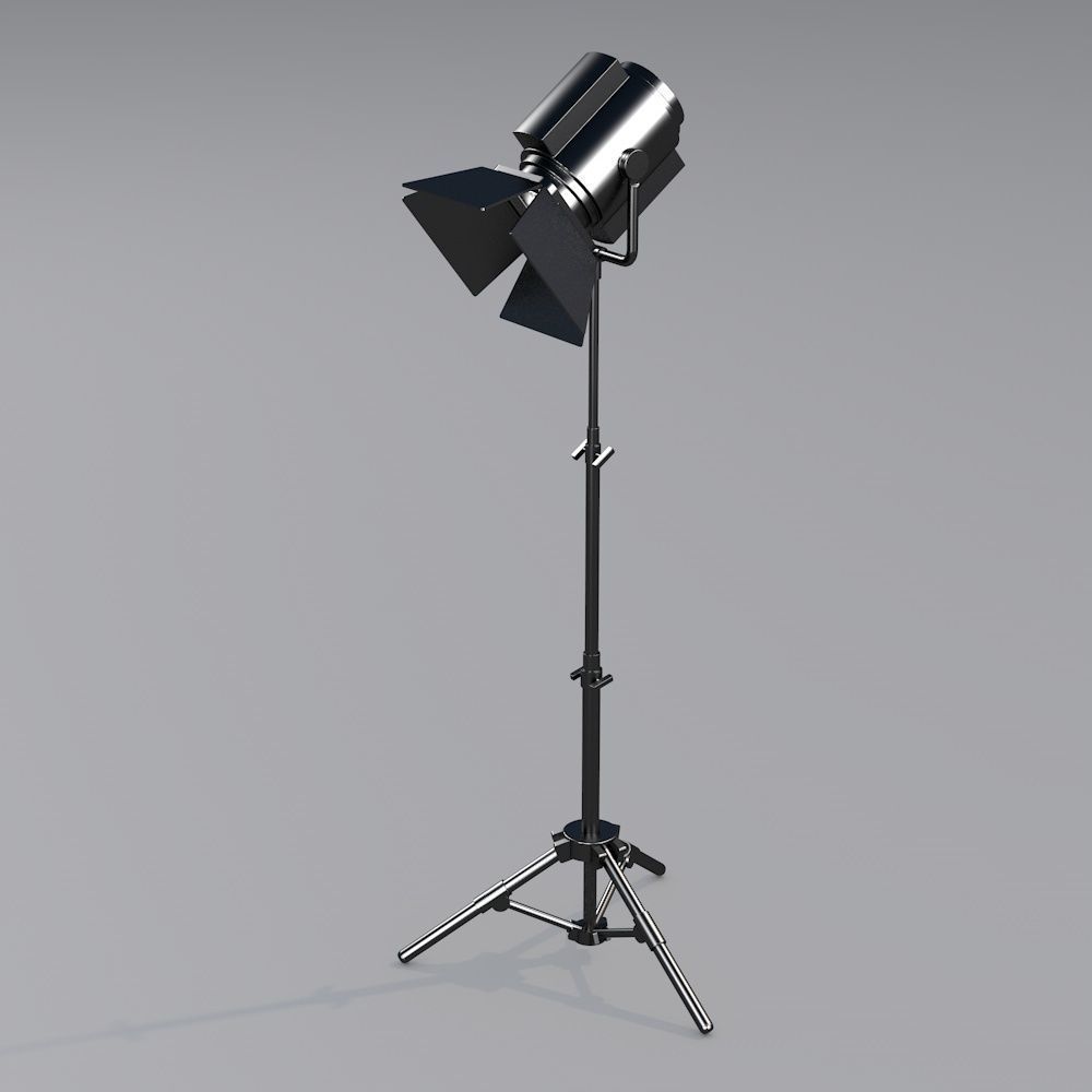 spotlight studio light on tripod 3D model_4