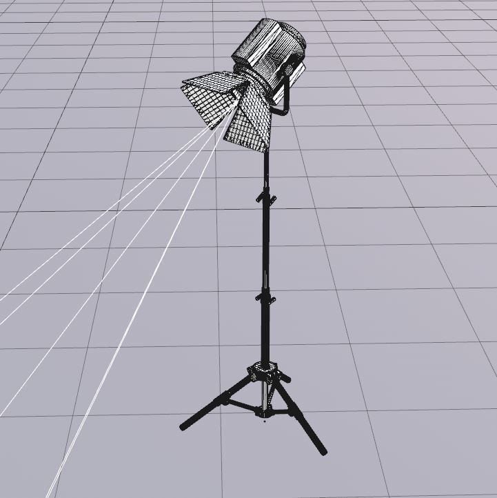 spotlight studio light on tripod 3D model_1