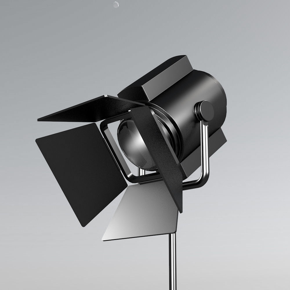 spotlight studio light on tripod 3D model_2