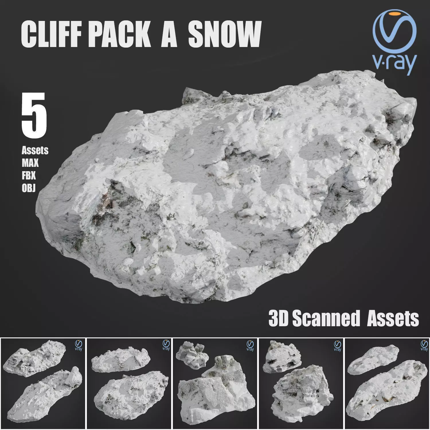 Cliff pack A snow bundle 3D model_0
