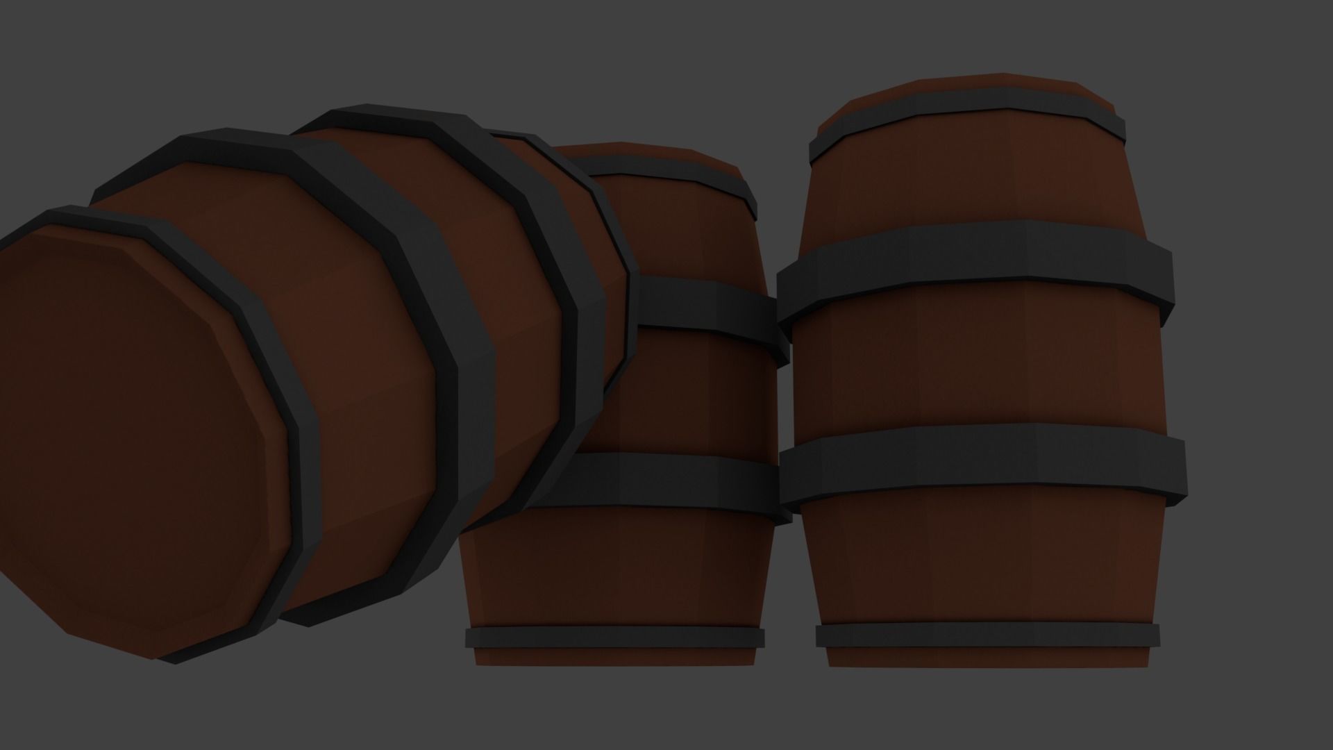 Low poly barrel Low-poly 3D model_3