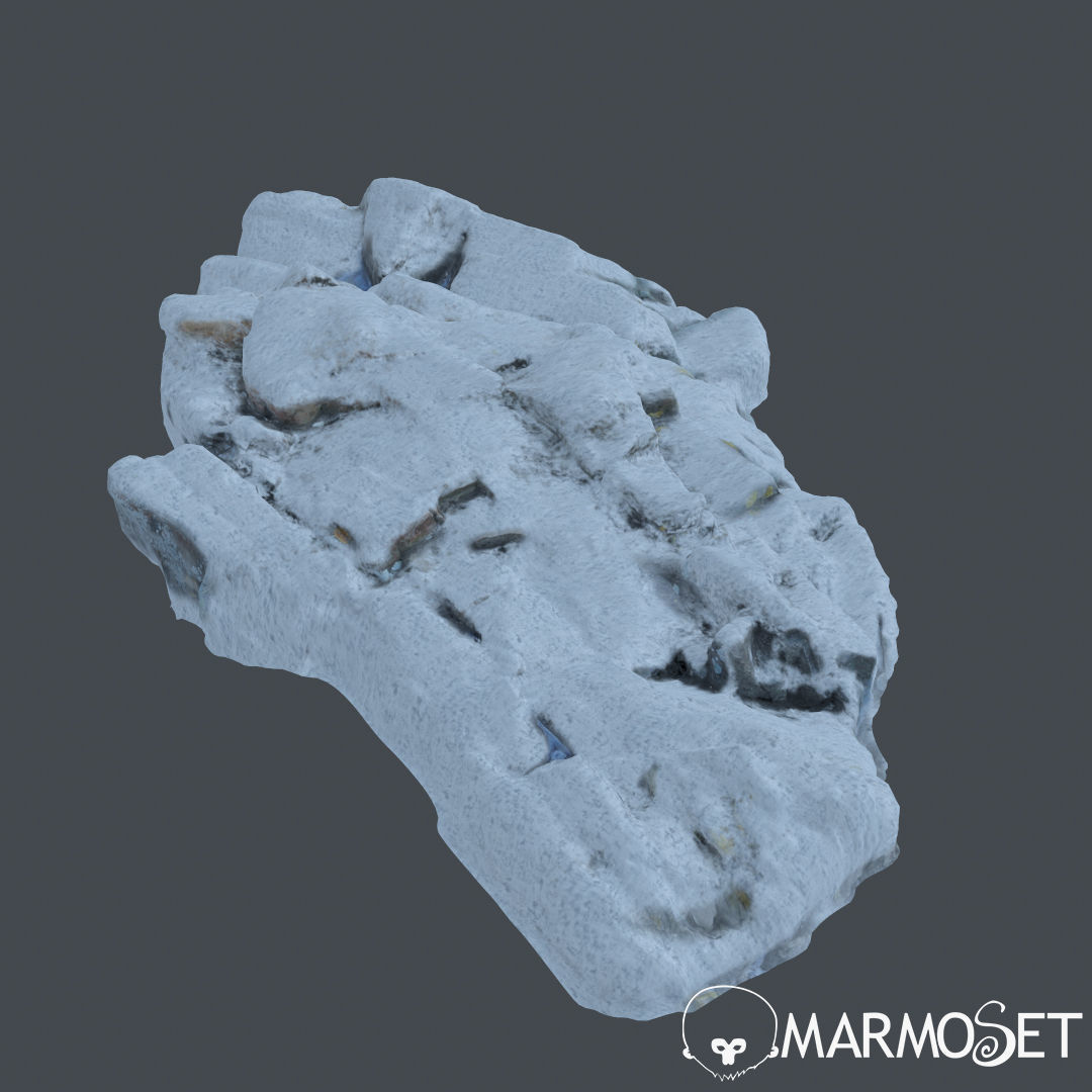 3d scanned rock cliff F Snow 3D model_4