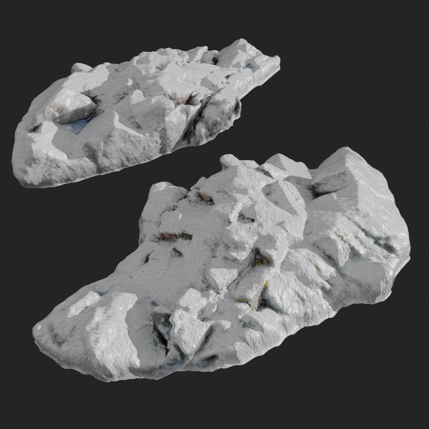 3d scanned rock cliff F Snow 3D model_8