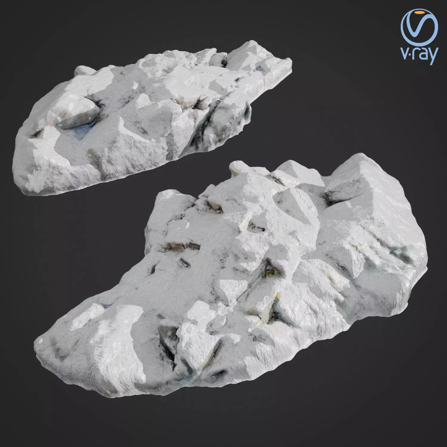 3d scanned rock cliff F Snow 3D model_0