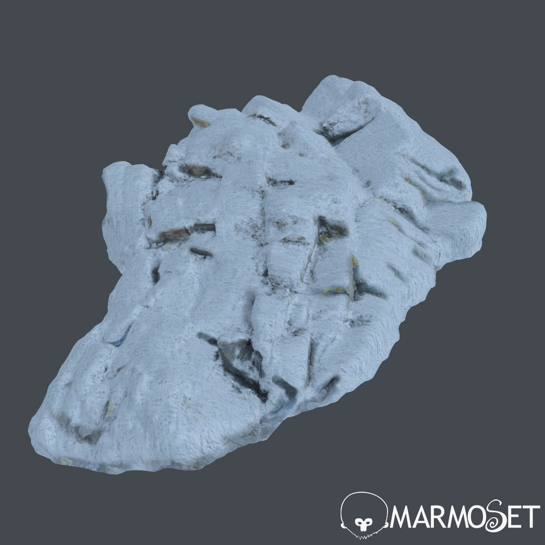3d scanned rock cliff F Snow 3D model_7