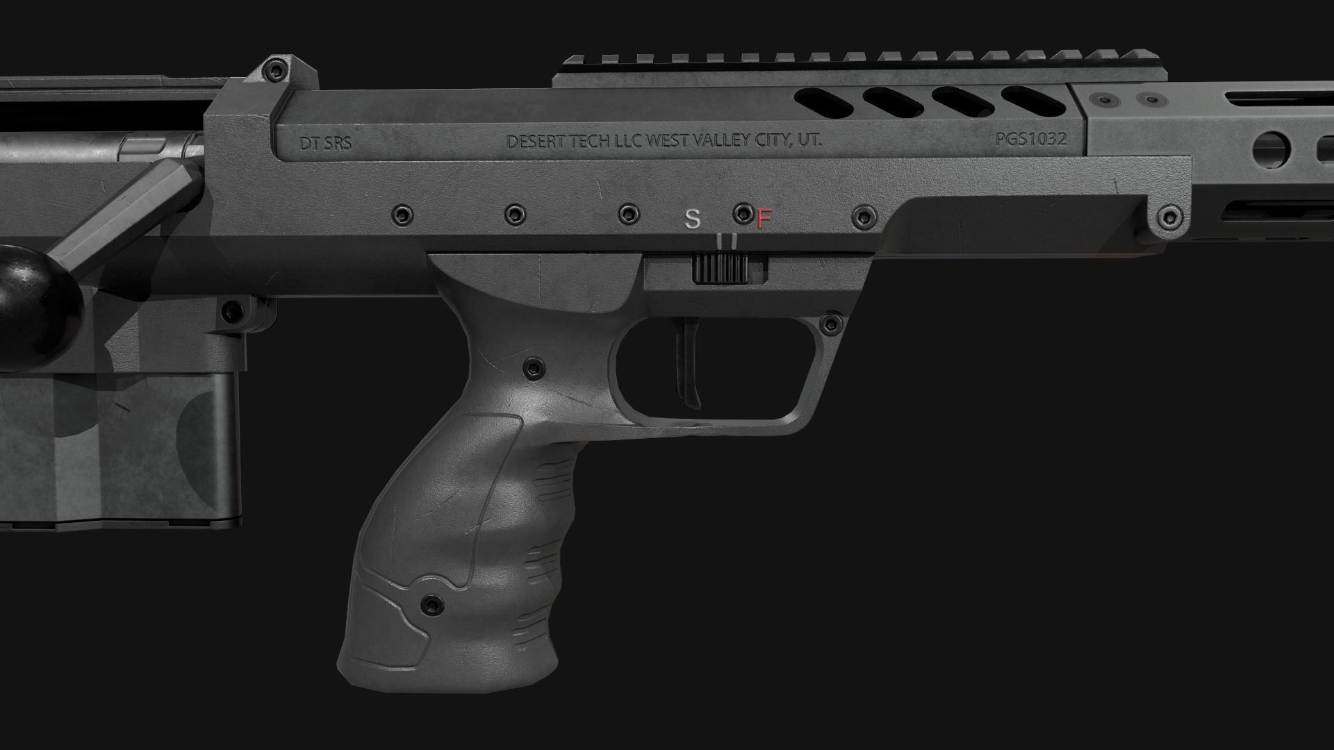 Desert Tech SRS-A2 Bullpup Sniper Rifle Low-poly 3D model_22
