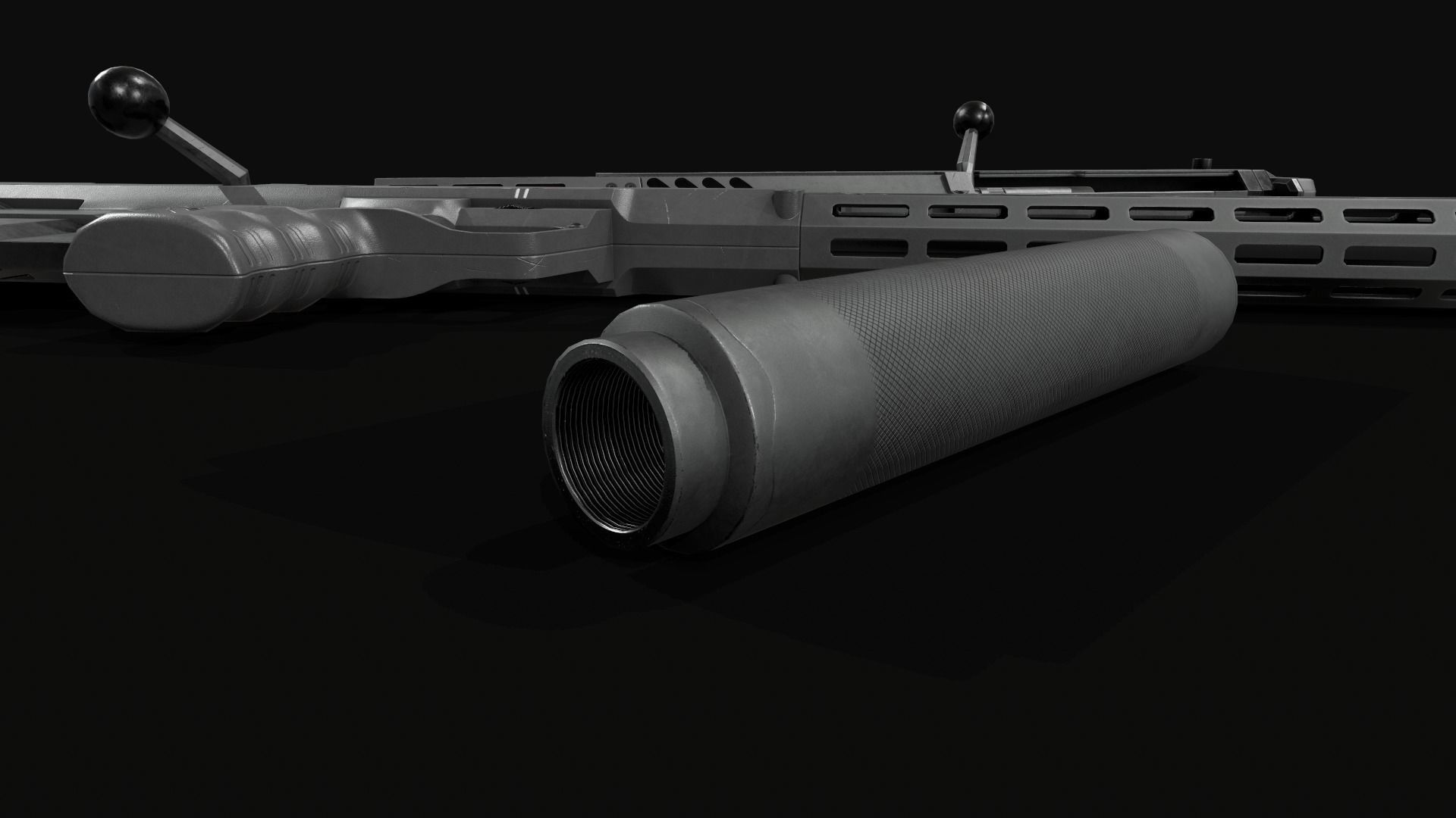 Desert Tech SRS-A2 Bullpup Sniper Rifle Low-poly 3D model_6