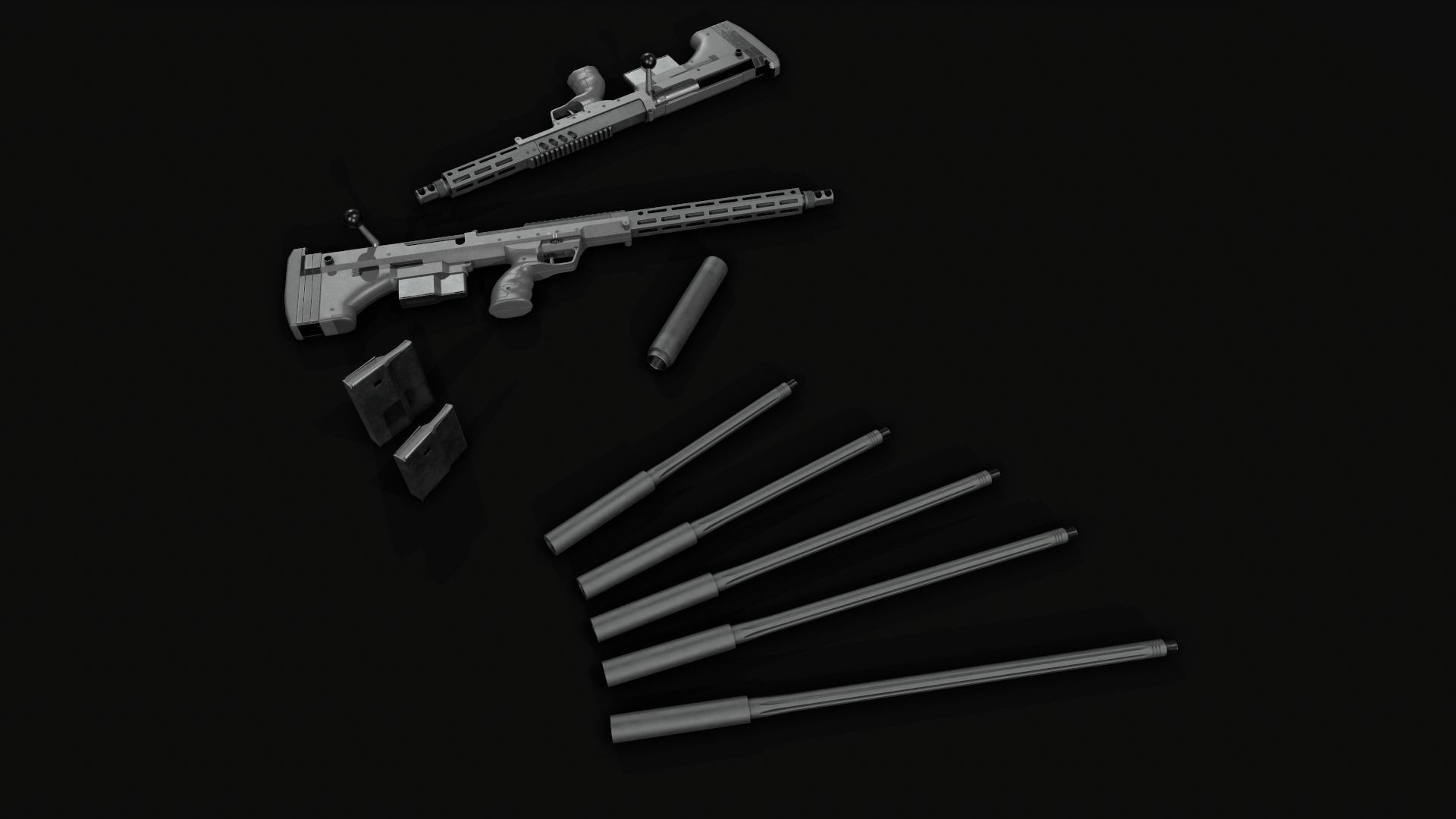 Desert Tech SRS-A2 Bullpup Sniper Rifle Low-poly 3D model_18