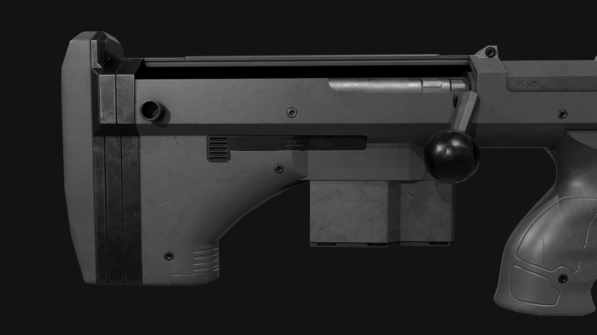 Desert Tech SRS-A2 Bullpup Sniper Rifle Low-poly 3D model_23