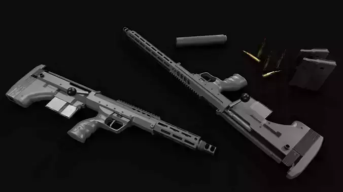 Desert Tech SRS-A2 Bullpup Sniper Rifle Low-poly 3D model