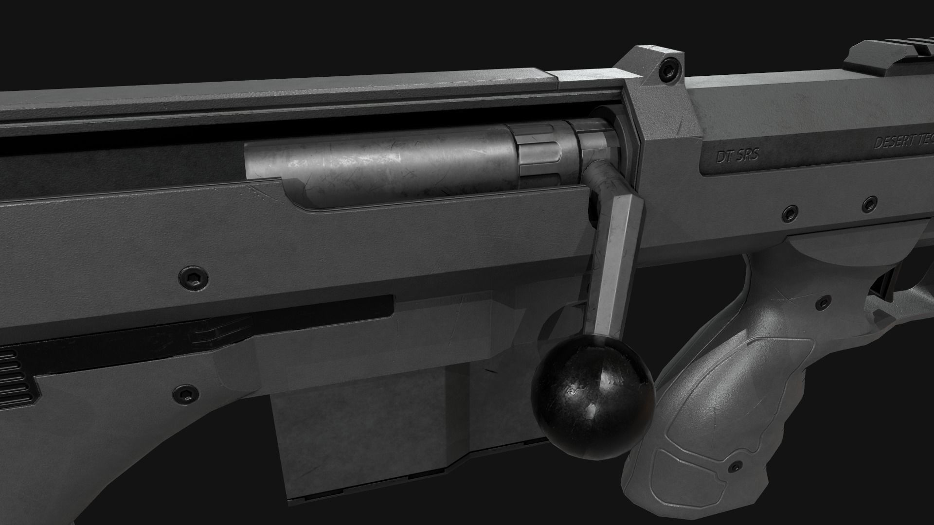 Desert Tech SRS-A2 Bullpup Sniper Rifle Low-poly 3D model_24