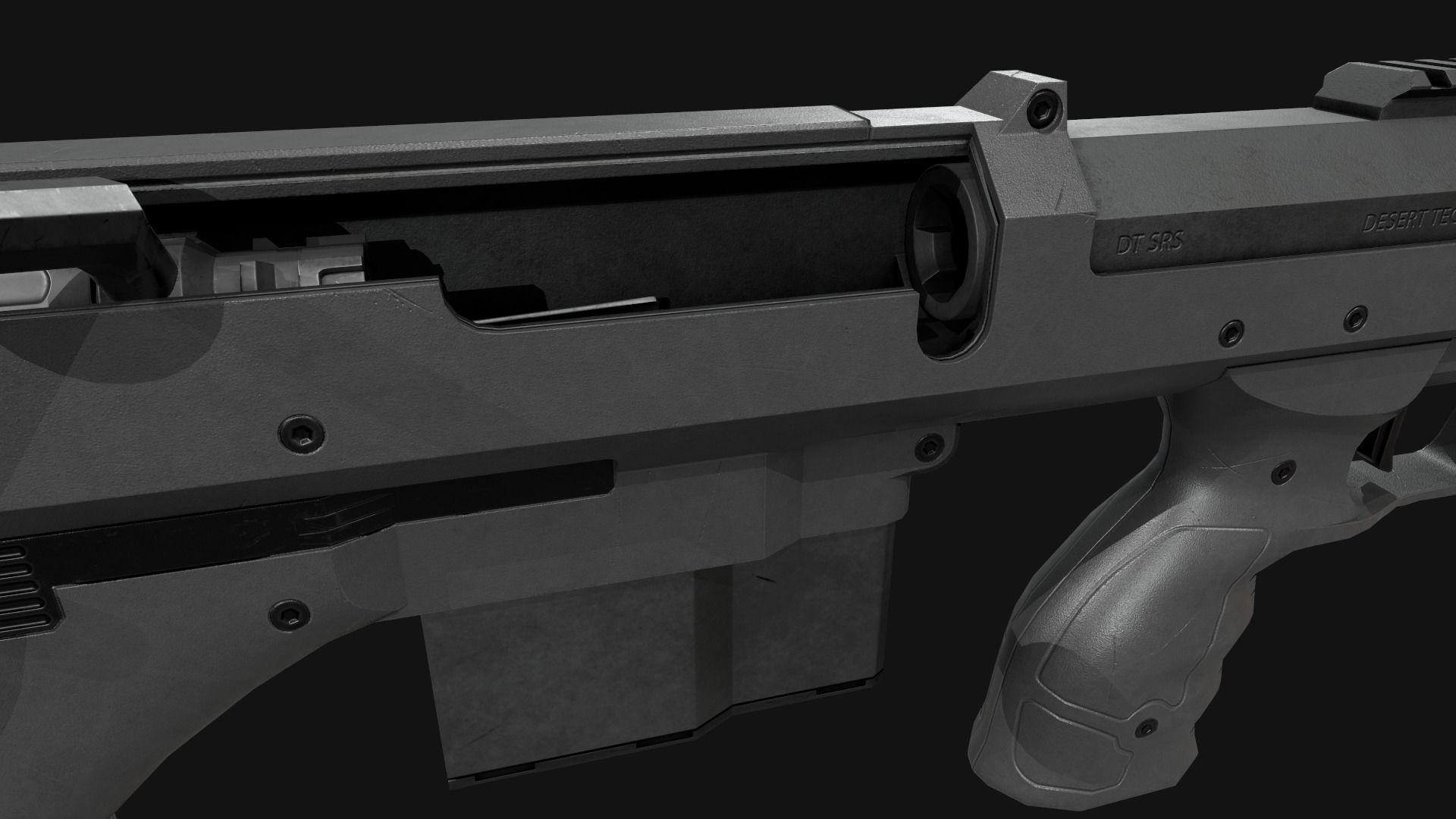 Desert Tech SRS-A2 Bullpup Sniper Rifle Low-poly 3D model_25