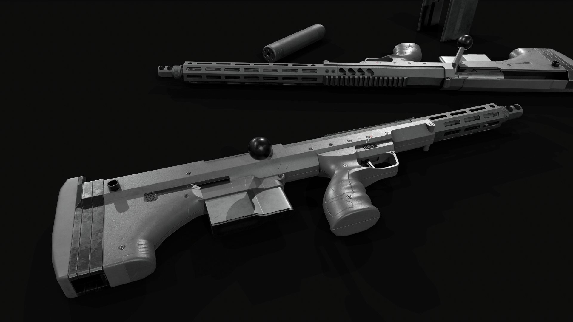 Desert Tech SRS-A2 Bullpup Sniper Rifle Low-poly 3D model_11
